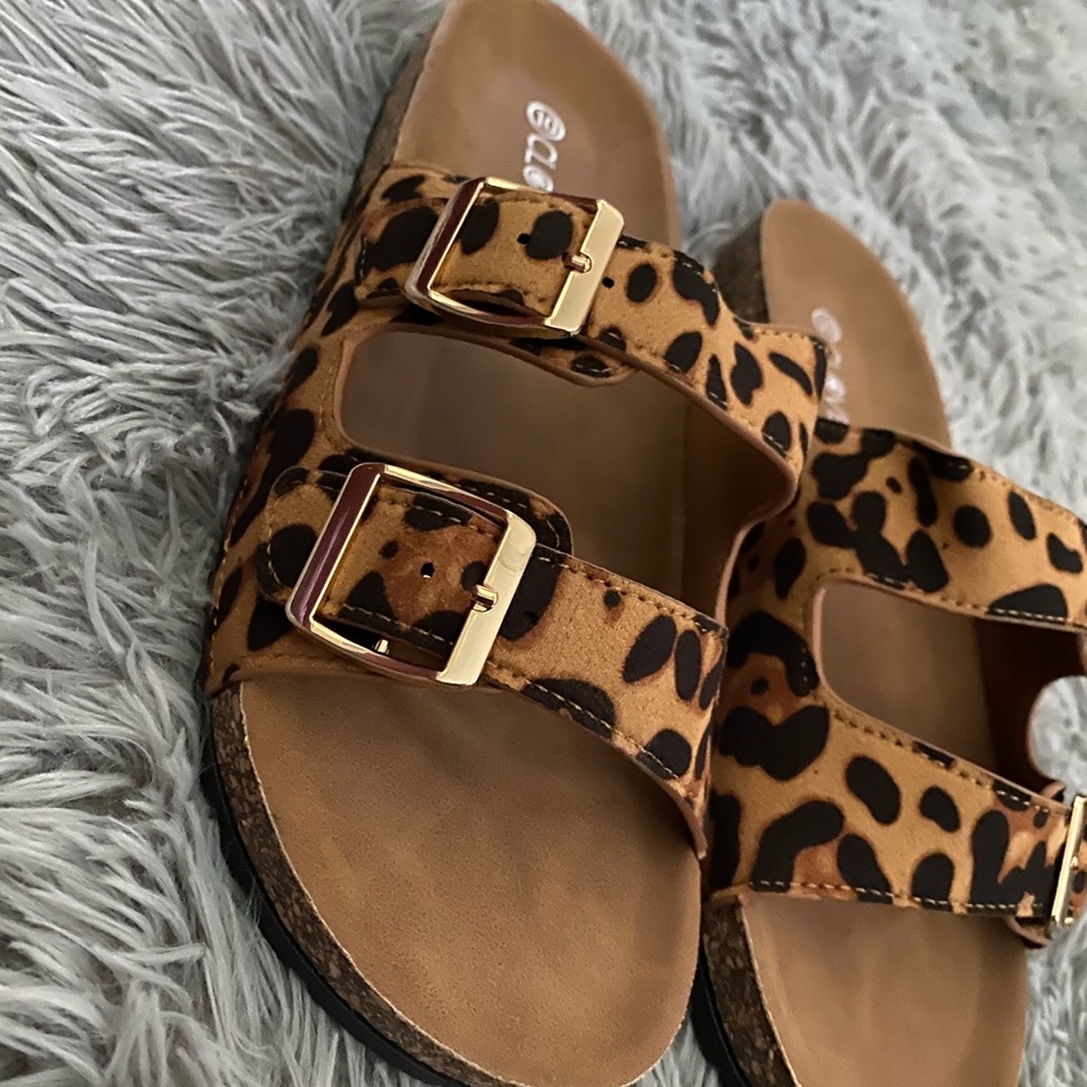 Suede Leopard print slip on shoes